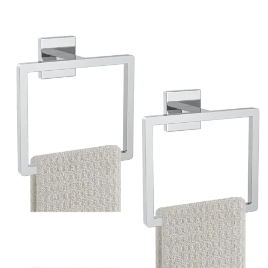 

2-Piece Polished Chrome Towel RingHand Towel Holder Modern Towel Holder Stainless Steel Towel Rack Wall-Mounted Bathroom Towe