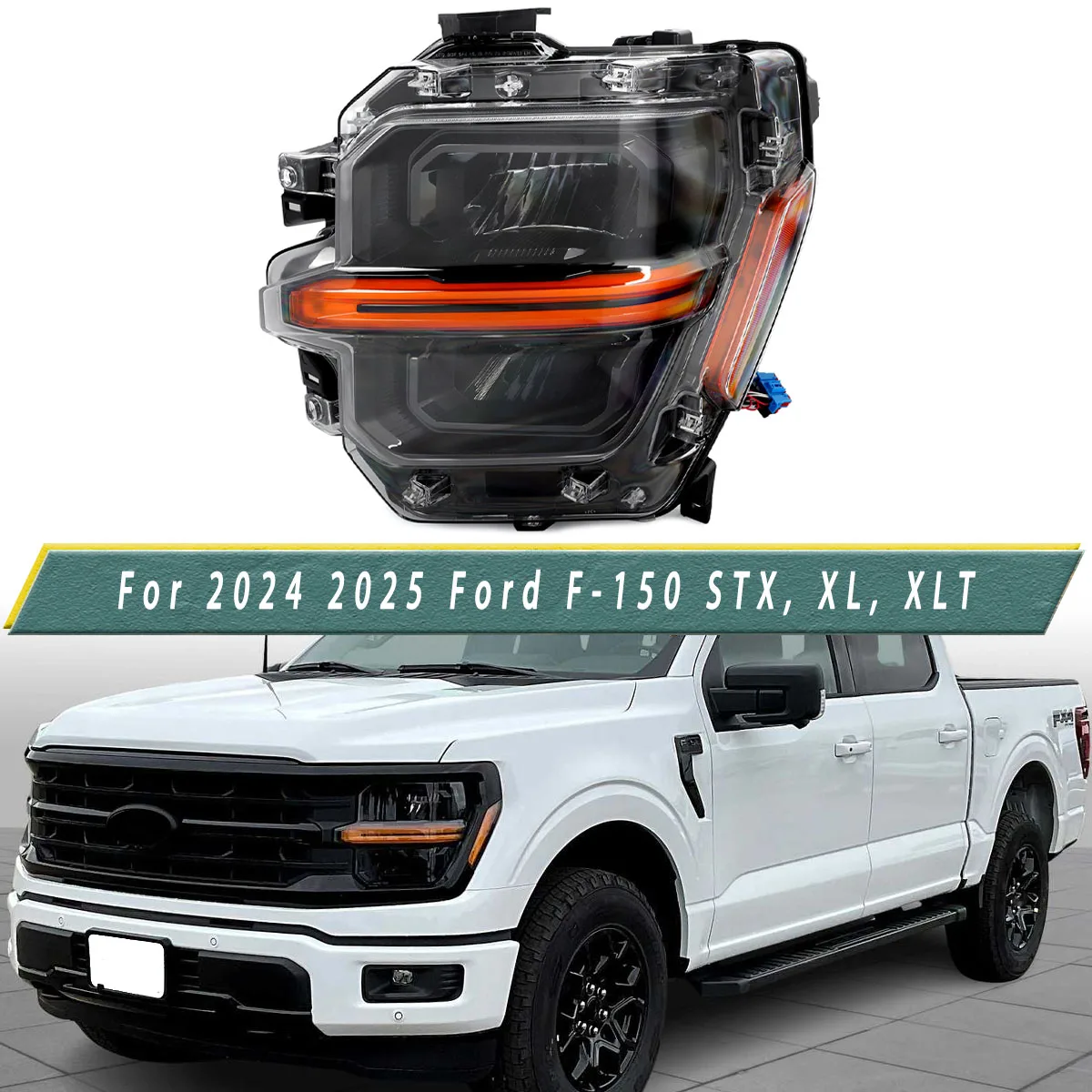 For Ford F-150 STX XL XLT 2024 2025 LED Headlight Reflector Passenger Headlamp Assembly Replace for RL3Z13008G