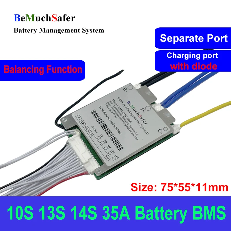 BeMuchSafer 7S 10S 12S 13S 14S 30A 35A Battery BMS With Balancing Function 10S35A 13S35A 14S35A 30A 24V 36V 43.2V 48V 52V PCM