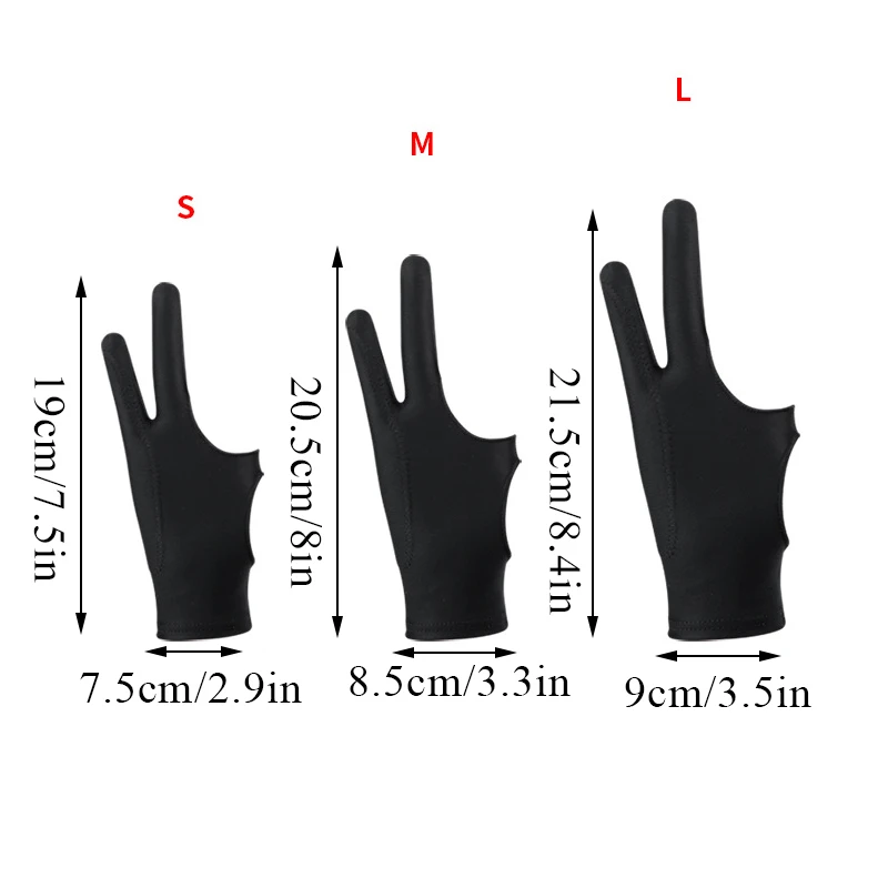 1Pcs Artists Painting Gloves 3 Sizes Two Finger Anti-fouling Glove Drawing Tablet Gloves Right And Left Hand Drawing Gloves Hot