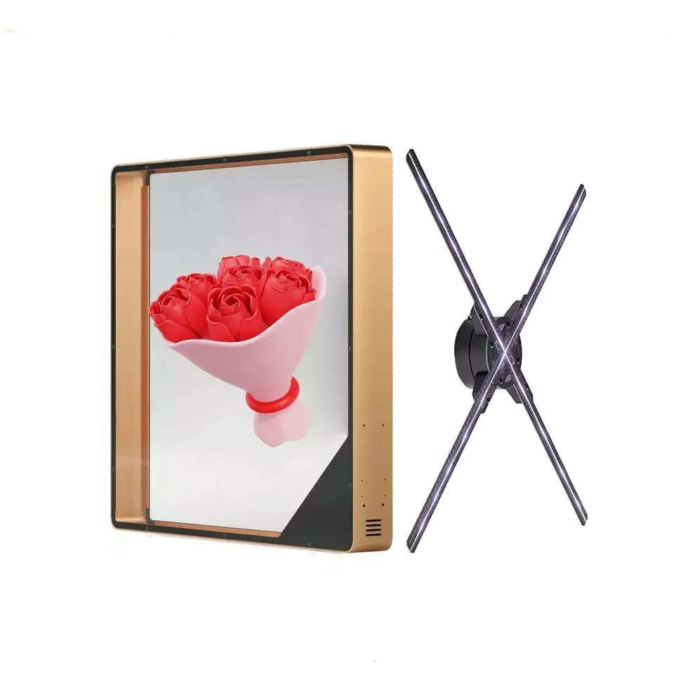 Factory 45 56 65mm Led Hologram 3d Fan Display Advertising Projector Square Cover and case Dust Proof 3D Led Fan Display