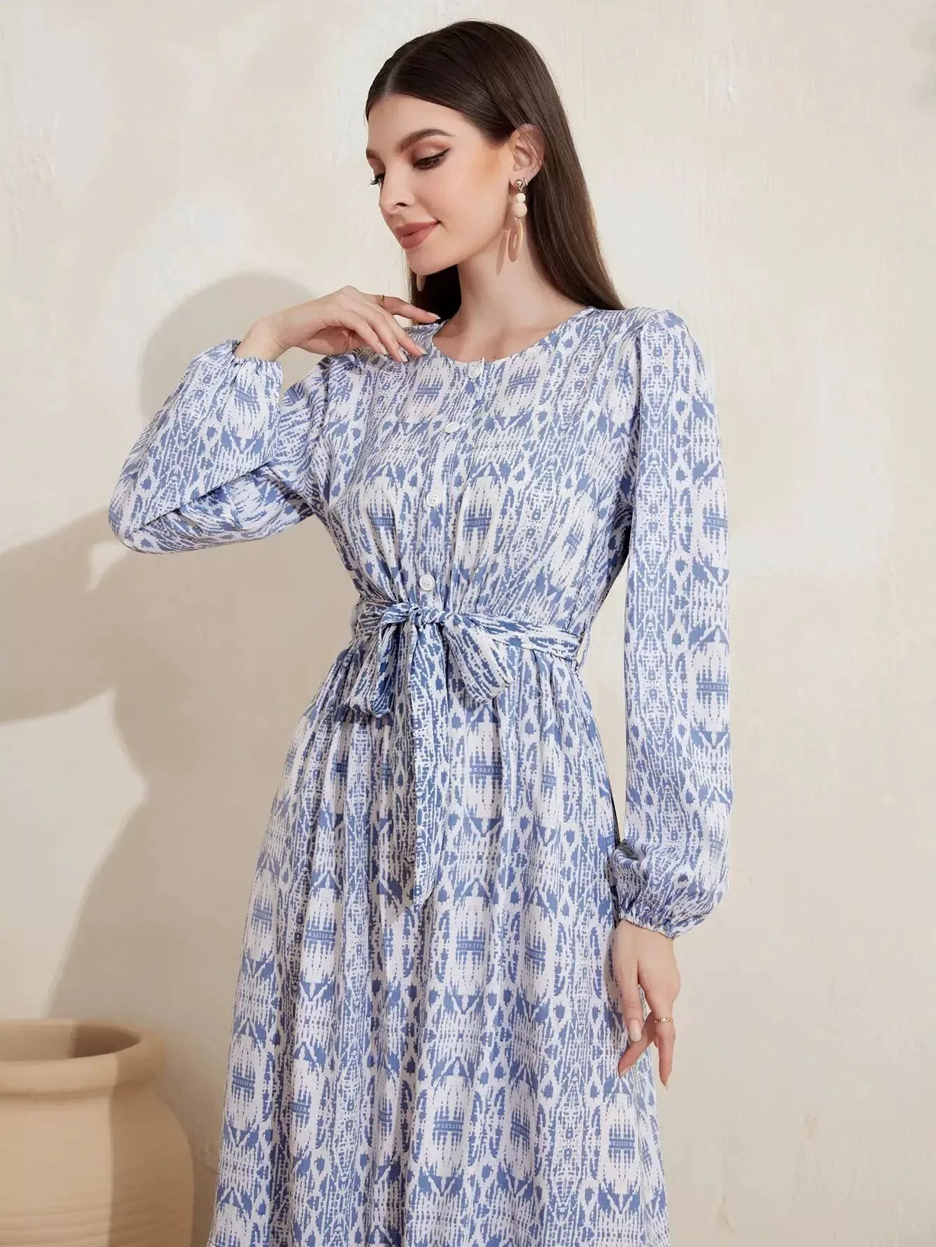 Customized Wholesale Middle East Muslim Women's Spring and Summer Fashion French Printed Dresses