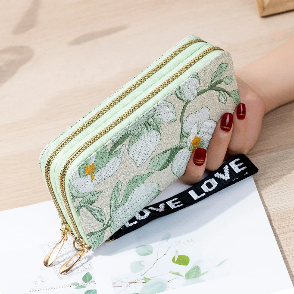 PU Leather Female Long Wallet Fashion Large Capacity Double Layered Card Bag Multifunctional Handbag