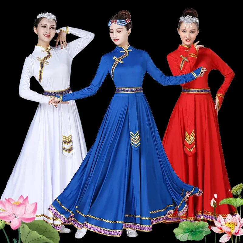 

Mongolian Dance Dress Folk Practice Skirt Chinese Traditional Clothing National Style Tibetan Dance Ancient Ethnic DanceWear