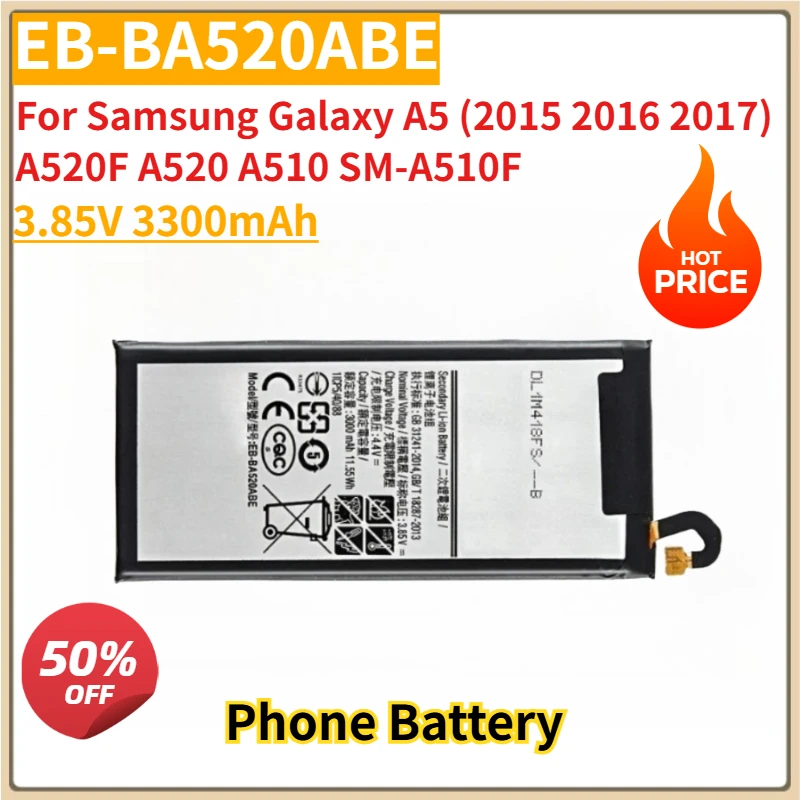 

New Replacement Mobile Phone Battery 3.85V 3300mAh EB-BA500ABE EB-BA510ABE EB-BA520ABE For Samsung Galaxy A5 A520F A520 A510
