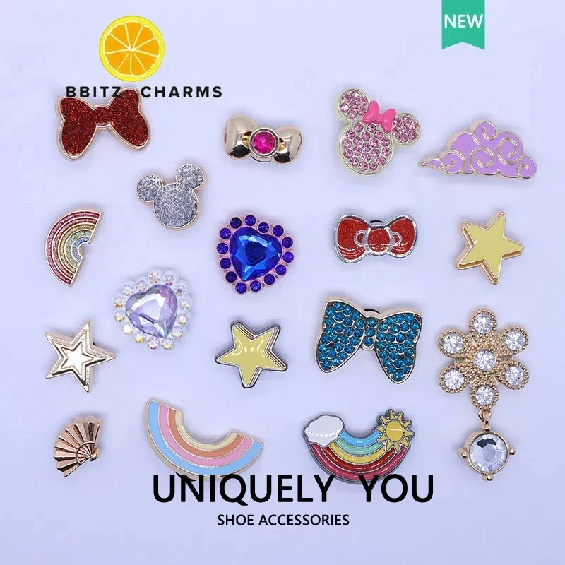 

shoe Metal charms Buckle Texture Alloy Gemstone metal Bow DIY fashion Accessories for cross shoes
