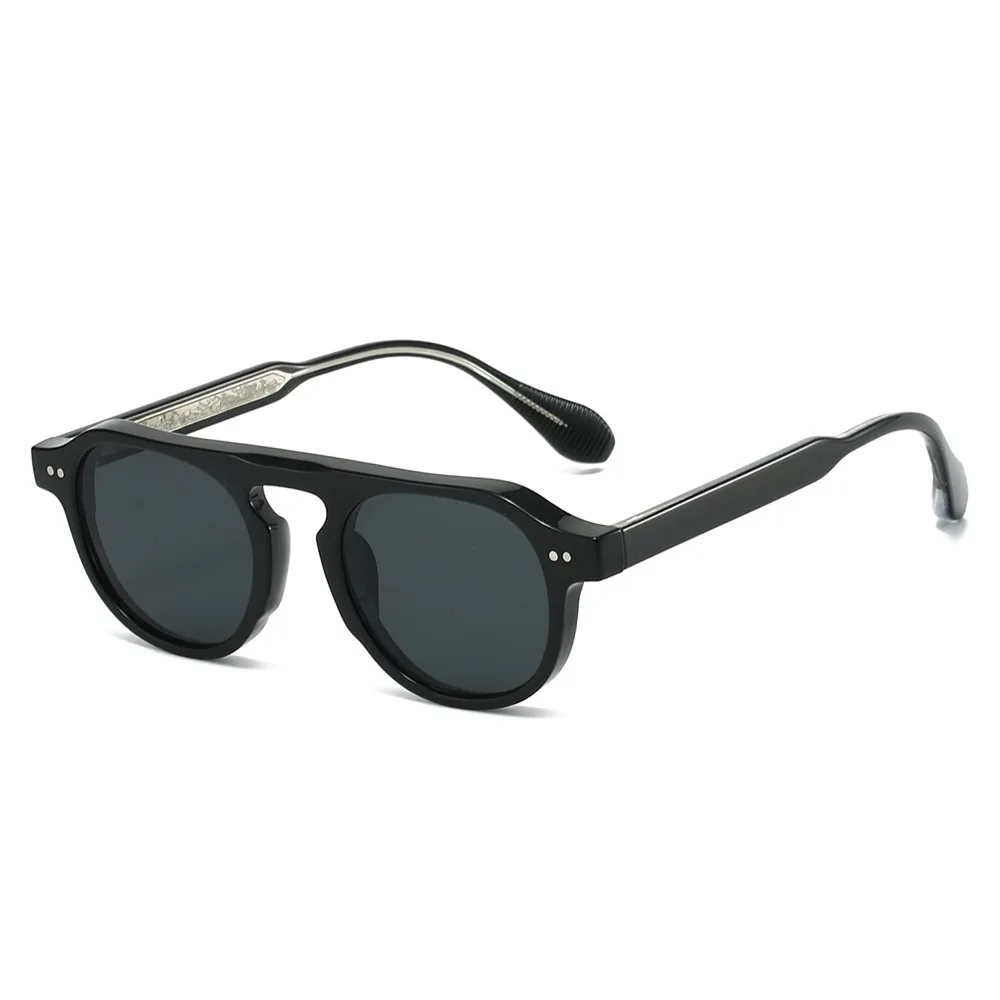 Nouvelles lunettes de soleil rondes 2026 avec dĂ©tails Ă rivets â Monture en acĂ©tate, style urbain cool, lunettes tendance pour hommes et femmes