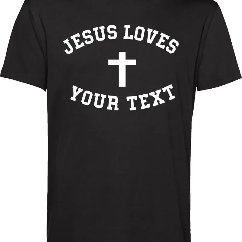 Personalised Your Name Text Jesus Love T Shirt Cross Crucifixion Easter Religion