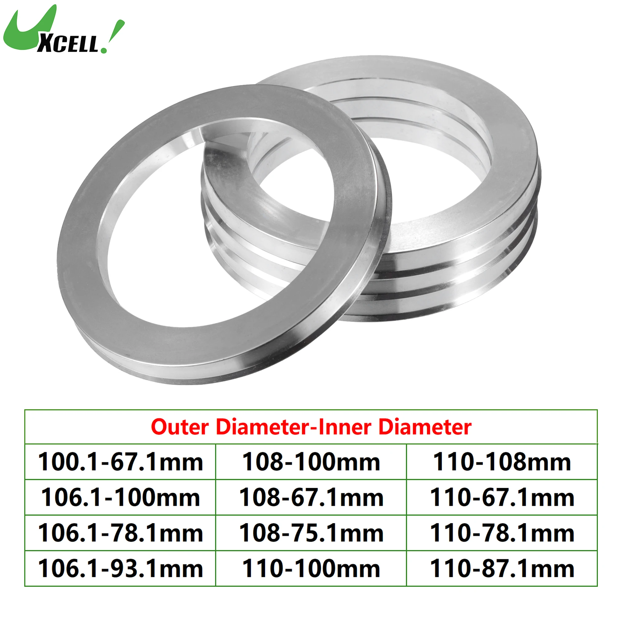 UXCELL UXCELL 4pcs OD 100.1mm 106.1mm 108mm 110mm to ID 67.1mm 93.1mm 100mm Car Hub Centric Rings Wheel Bore Center Spacer