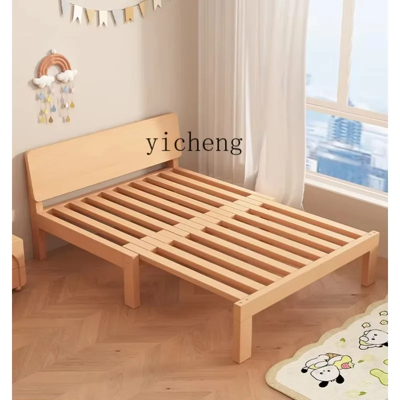 CB telescopic sofa bed beech small apartment simple bedroom push-pull bed folding solid wood telescopic bed
