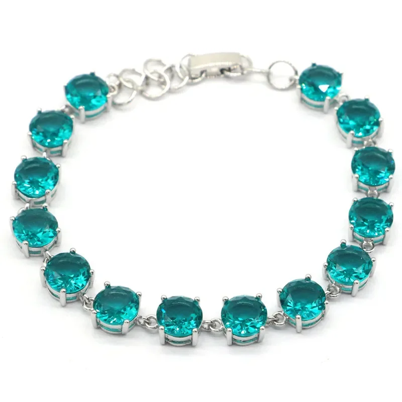 Buy 5 Get 1 Free 14g 925 SOLID STERLING SILVER BRACELET Green Peridot London Blue Topaz Aquamarine Golden Citrine 7-8inch