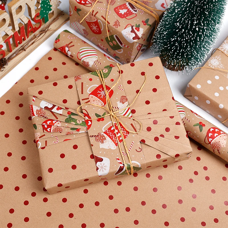 1 Roll Wrapping paper 17inch x 32.8Feet, Reversible gift wrap, Christmas Double-sided design,perfect for Xmas Gift packaging