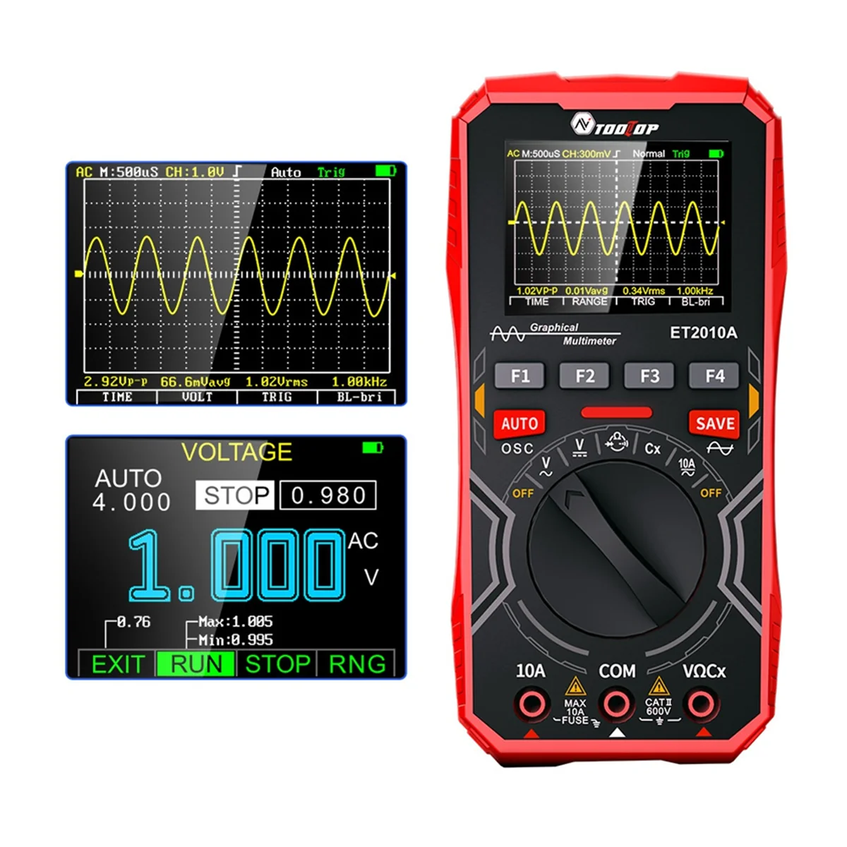 A56XQ TOOLTOP ET2010A Multimetro oscilloscopio digitale 1Mhz 2.5MSps Oscilloscopio automatico AC/DC 600V Multimetro grafico