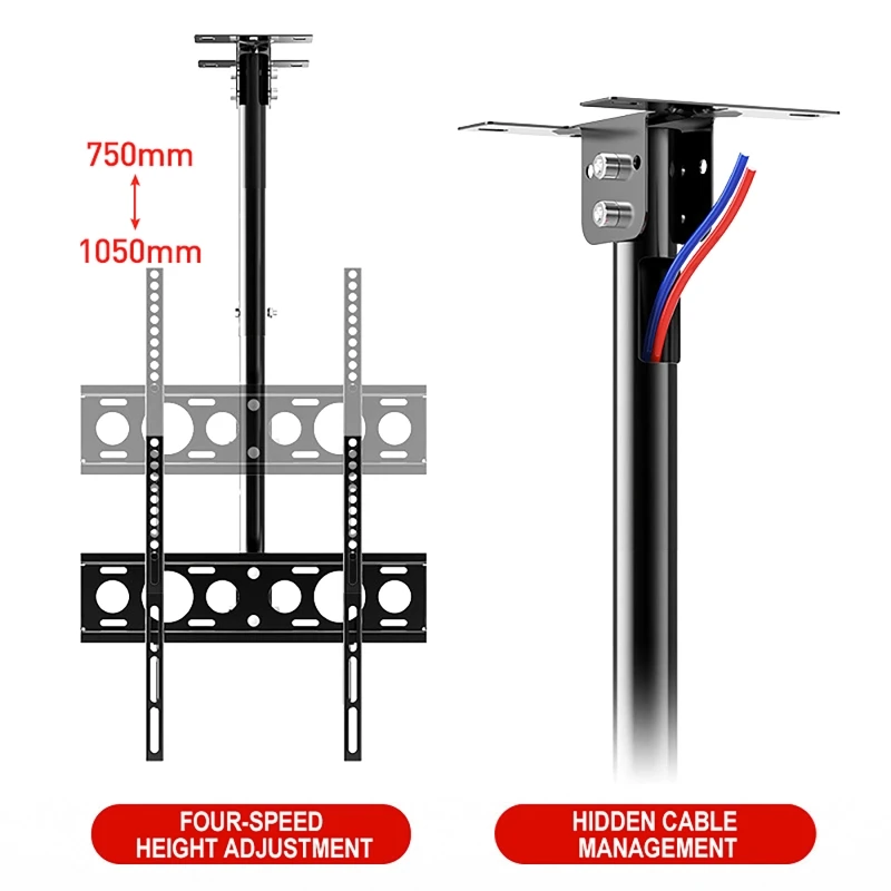 Rotating Retractable TV Bracket for Most 32-75in Flat Panel LED LCD Screens,TV Ceiling/Wall Mount Monitor Holder,Load Bear 50KG