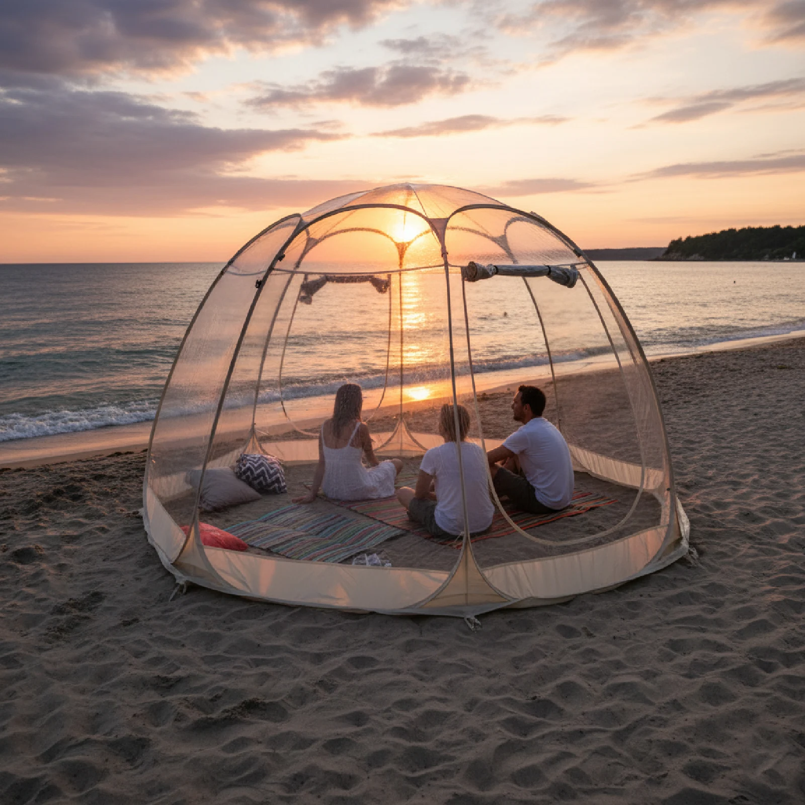 2-4 Person Pop Up Clear Dome Shelter, 360° View Transparent Bubble Tent, Portable Outdoor Gazebo for Patio Garden