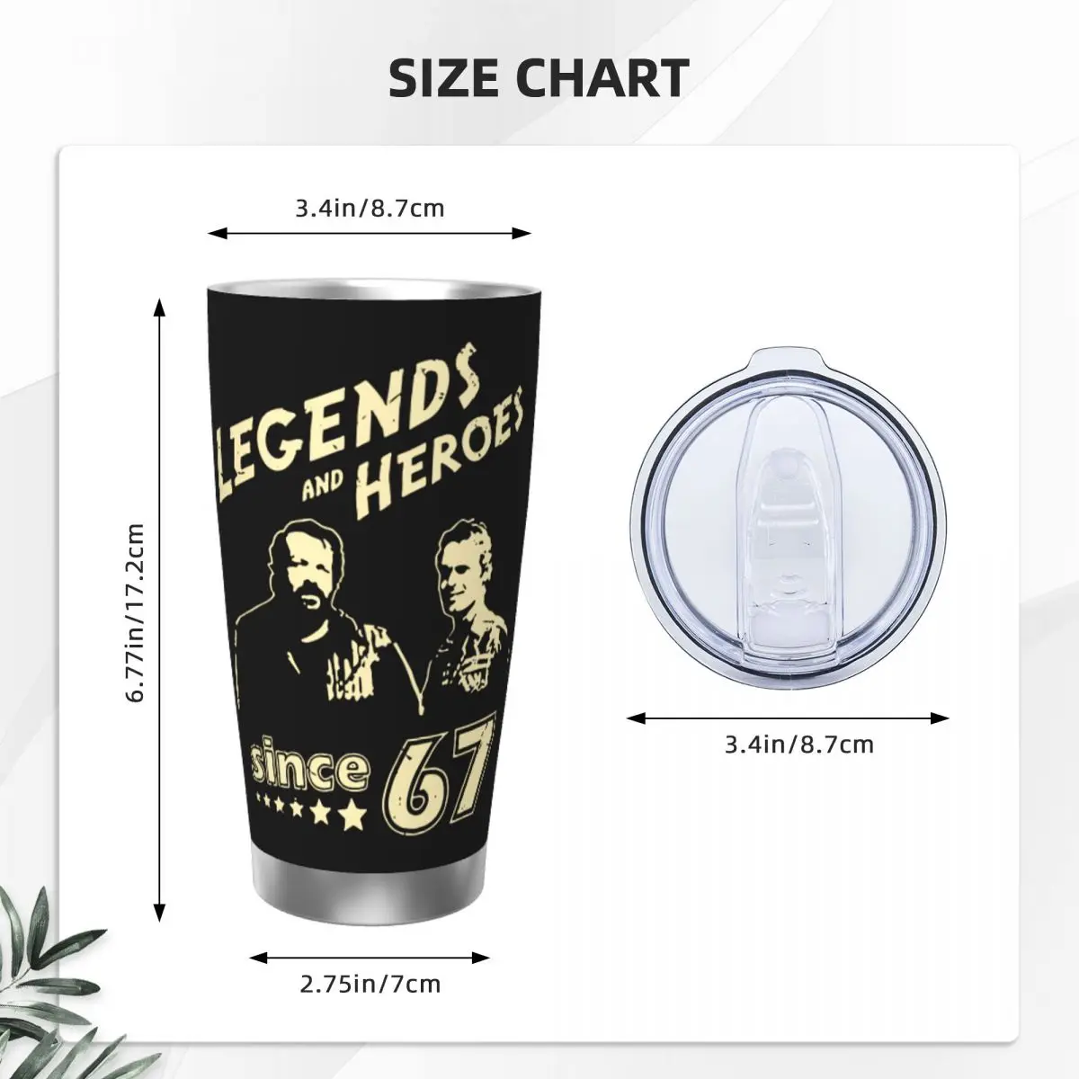 Bud Spencer Legends Hero Tumbler Vacuum Insulated Terence Hill Coffee Cups with Lid Straw Office Home Mugs Hot Cold Drink, 20oz