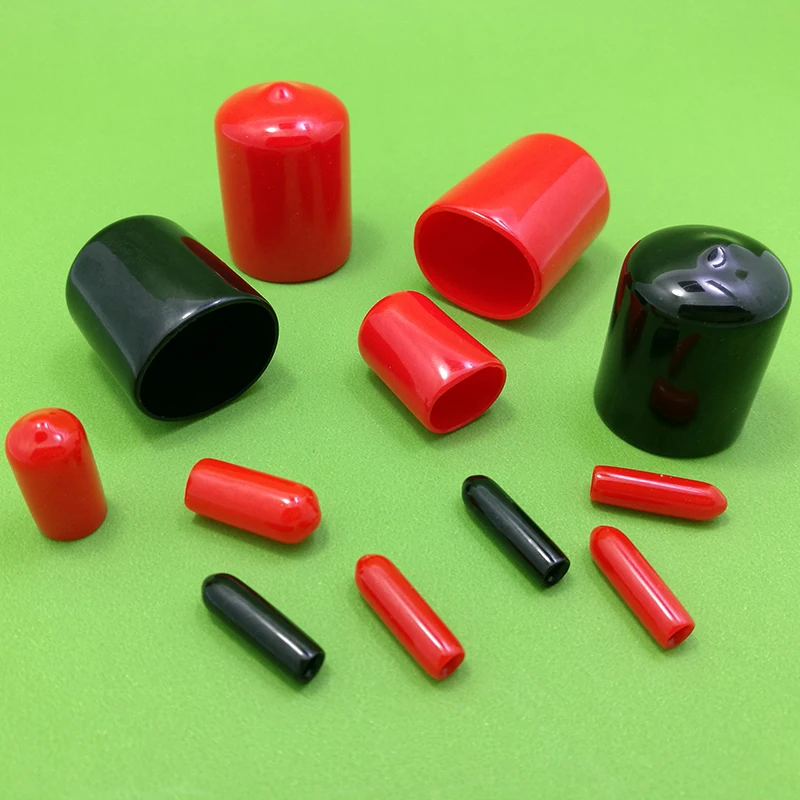 Black Red 1.3-90mm Rubber Cap Seals Nuts Silicone Sleeve Stopper Plugs Soft Cover End Caps Thread Protection Protective Lid Plug