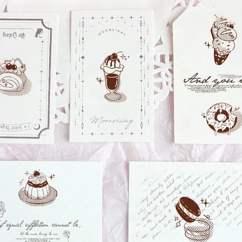Cute Cake Macaron Gelato Donut Pattern Wood Stamp for Card Making Junk Journal Scrapbooking DIY Craft Supplies Hobby Deco