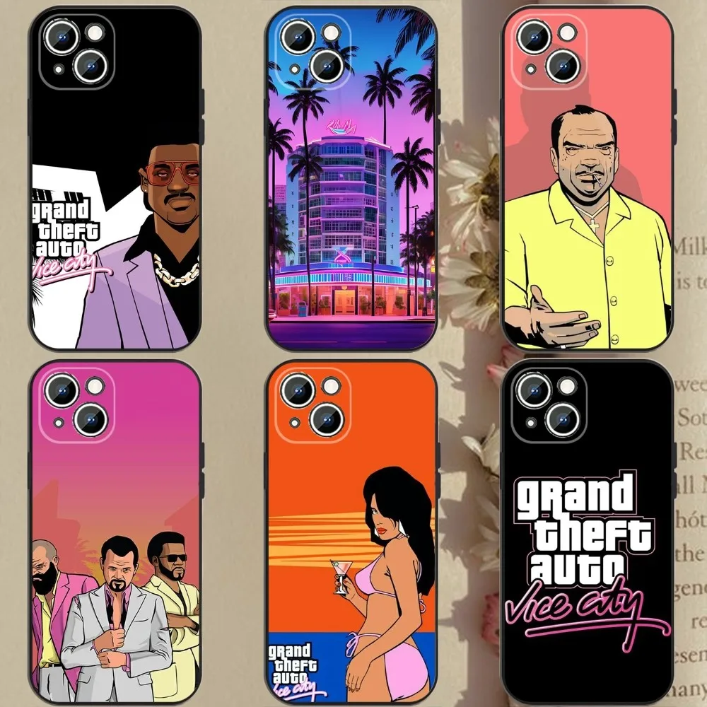 G-Gta vice city  Phone Case Phone Case For Apple iPhone 15,14,13,12,11,XS,XR,X,8,7,Pro,Max,Plus,mini Silicone Black Cover