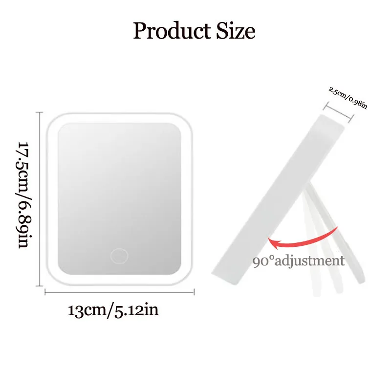 33LED طوي اللمس مرآة ضوء 3-Color طرق USB قابلة للشحن المحمولة الغرور ضوء للحمام السفر خلع الملابس ديكور للطاولات