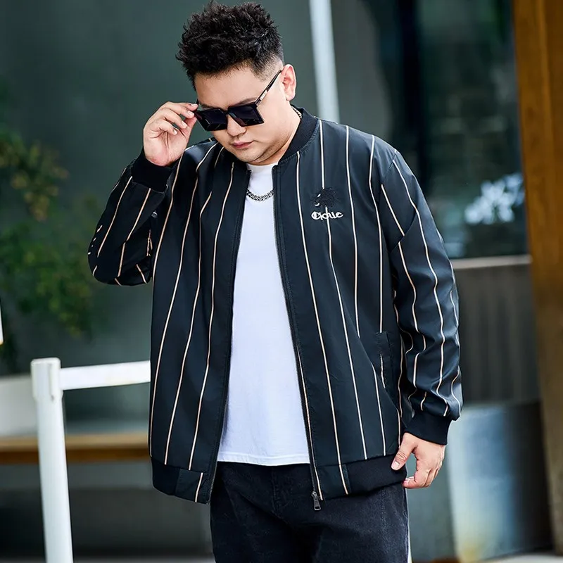 

plus Size Men's Faionable Loose Fit Jaet Coat Extra Large Fluffy Lined Baseball Collar Trendy Outerwear for Fat People