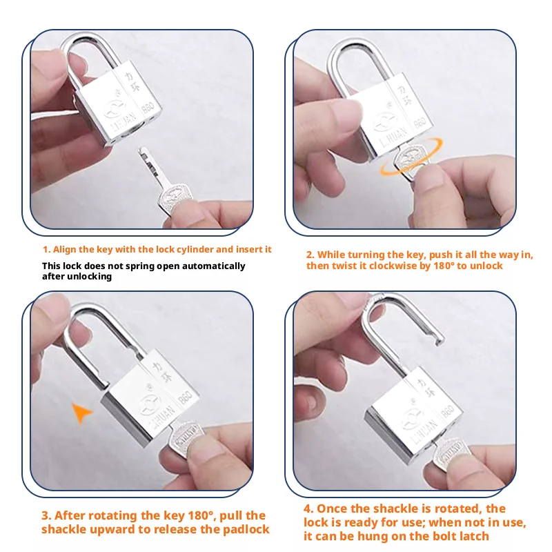 Durable Stainless Steel Padlock Household Anti-Theft Waterproof Anti-Pick Rustproof Security for Dormitory And Lockers