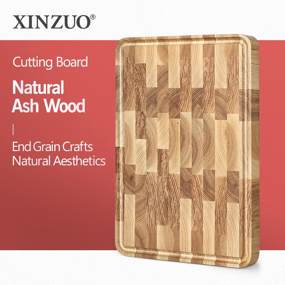 XINZUO Thickened Chopping Board Nature Ash Wood Sturdy And Durable Cutting Food Practical Cooking Tools Tightly Packed