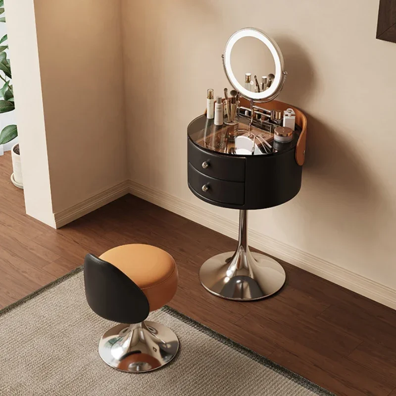 

Nordic Small Storage Vanity Table Chair Set Modern Glass Unique Makeup Dresser Drawers Led Organizer Coiffeuse Furniture Home