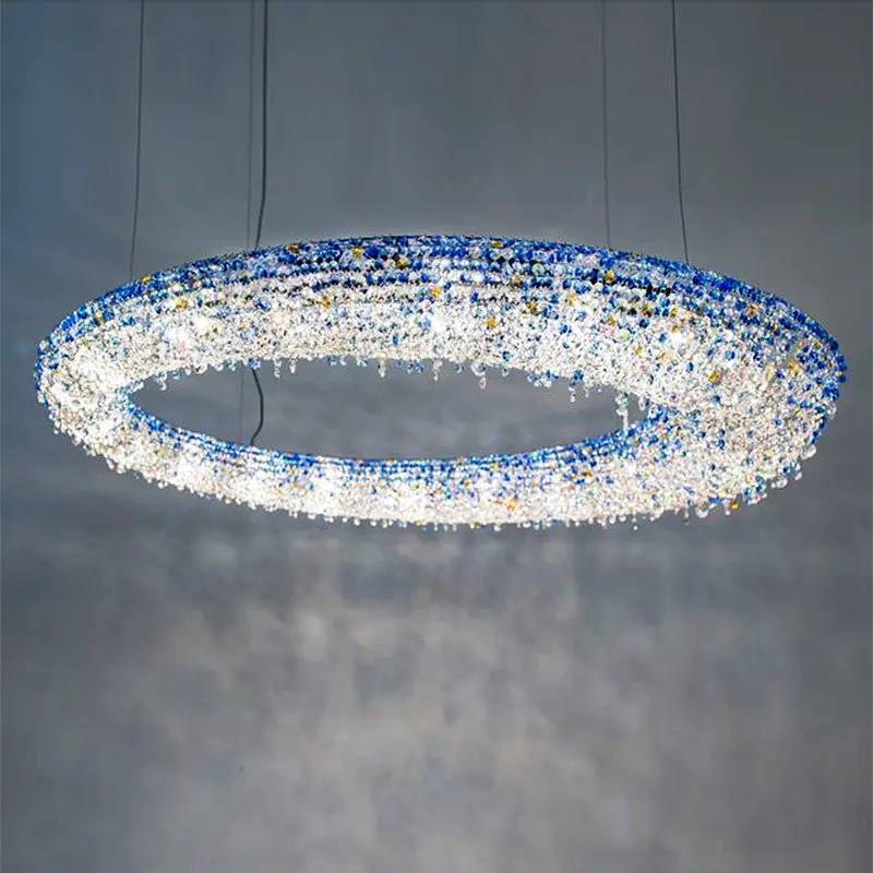 Italian luxury round Egyptian crystal LED chandelier modern high-end chandelier medium suitable for villa living room