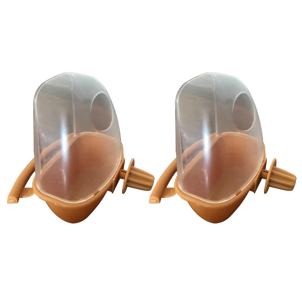 

2pcs Splash-Proof Bird Food Box Cage Bird Feeder With Perch Pet Parrot Feeding Container Durable Plastic Outdoor Indoor Use