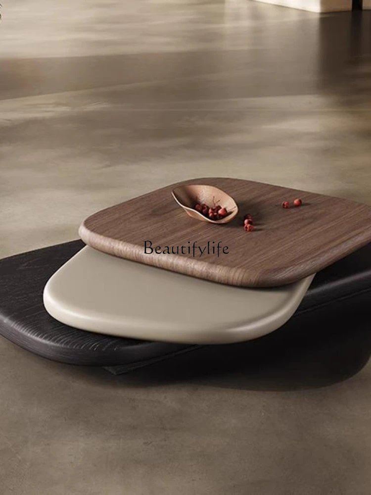 Rotating coffee table Modern mechanical suspension Italian minimalist solid wood coffee table