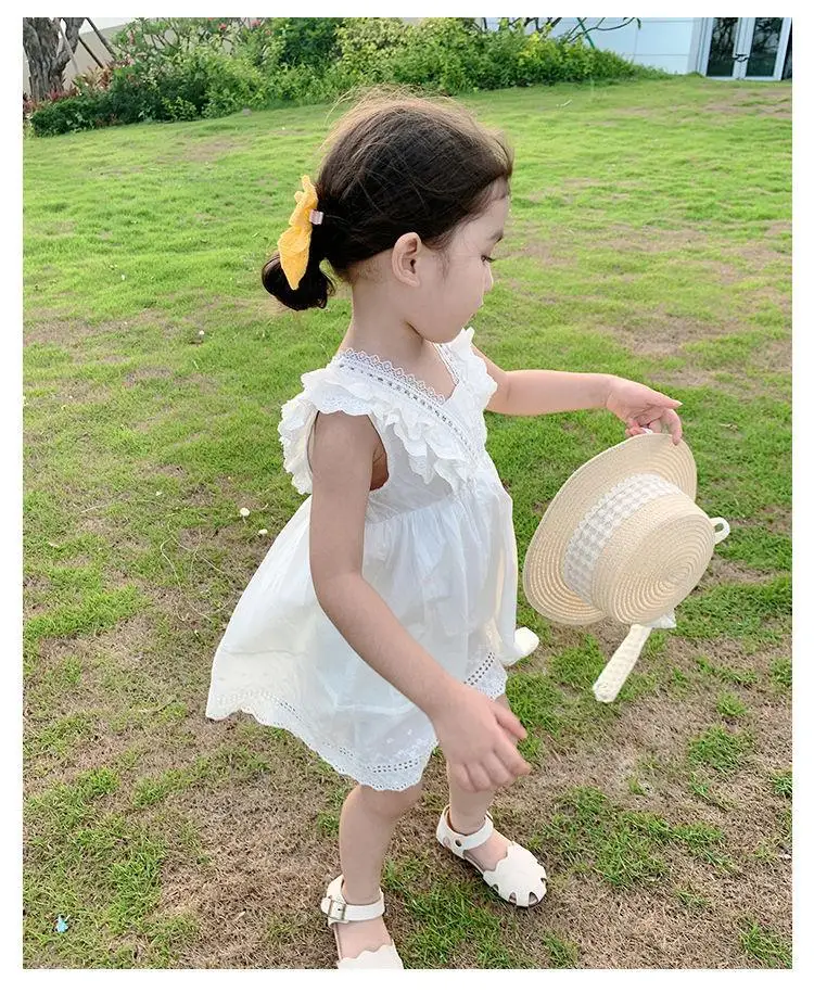 Princess Kids Girls Dresses 2022 New Summer Lace Princess Dresses bambini tinta unita abbigliamento Baby Wedding Party Vestidos