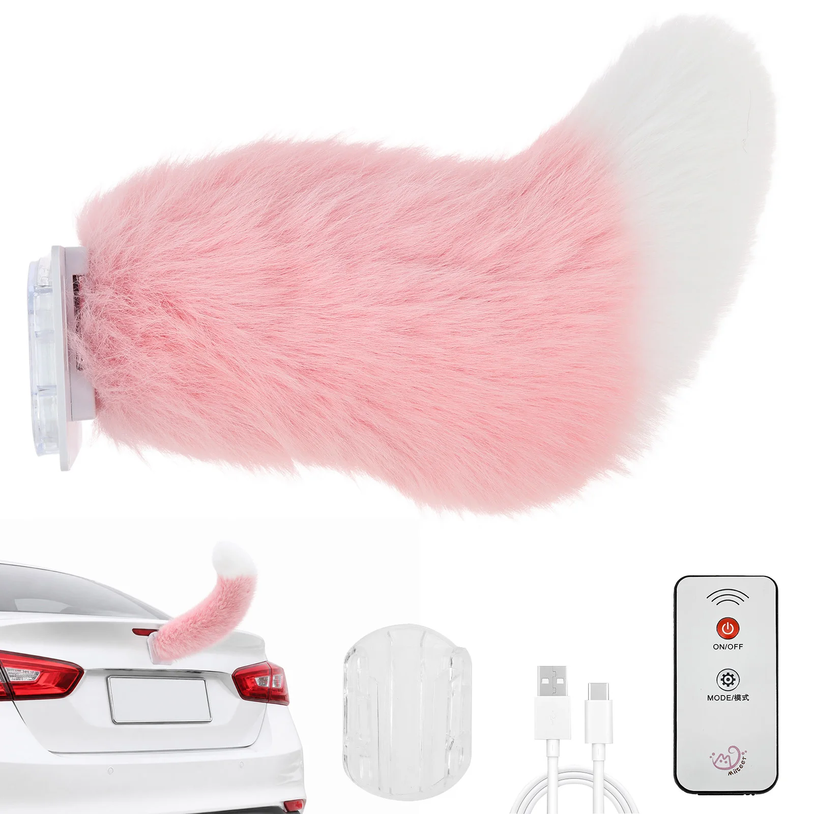 Rabo de Raposa de Pelúcia Elétrico e Fofo com Movimento para Controle Remoto de Carro, Decoração Universal para Scooter, Motocicleta e Acessórios Auto