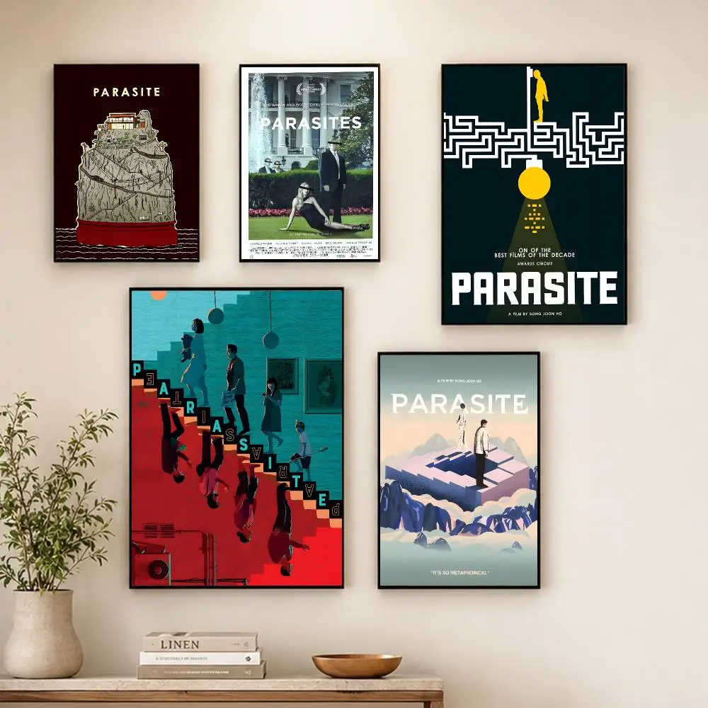 Korean Movie P-Parasite Poster Decorative Wall Art Stickers Mural For Home Living Room Hallway Decor Gift