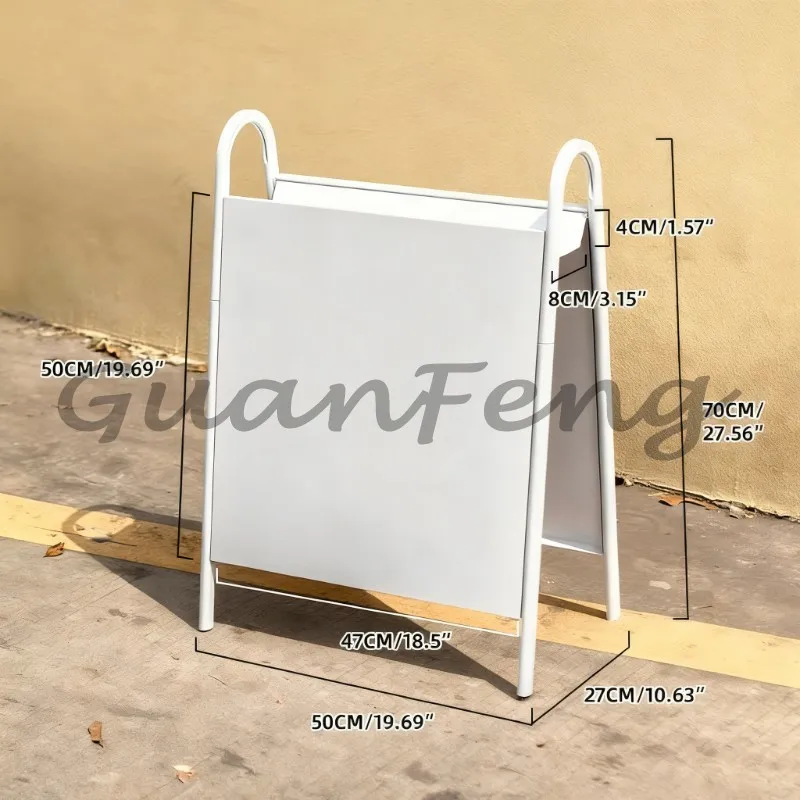 Mobile Vertical Metal Floor Sign Stand, Creative Entrance Display Billboard Rack for Coffee Shop Retail Store Advertising