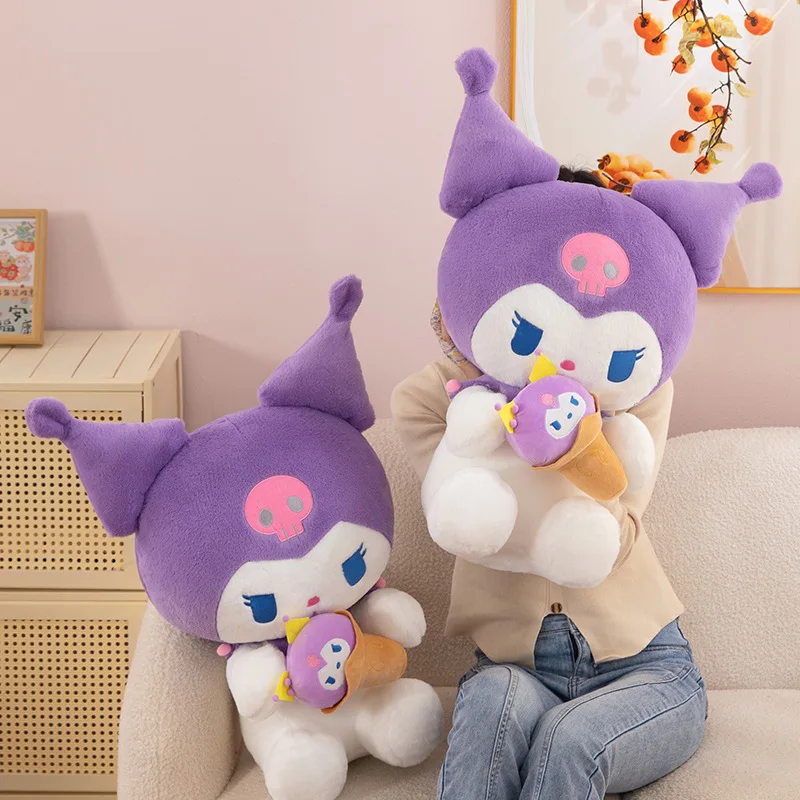 Kuromi brinquedo de pelúcia personagem dos desenhos animados sorvete temático bonito animal de pelúcia para crianças aniversário presente natal companheiro sono decoração casa