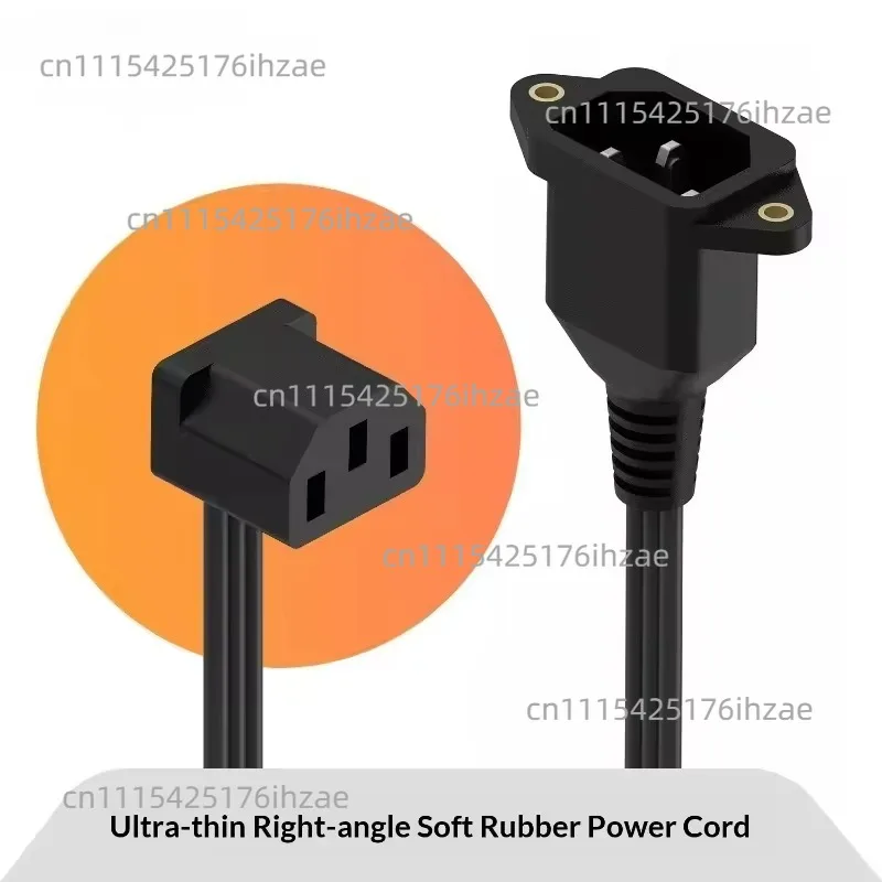 90 Degree Elbow Power Extension Cable | Ultra Thin Soft C13 to C14 3 Pin PSU Cord