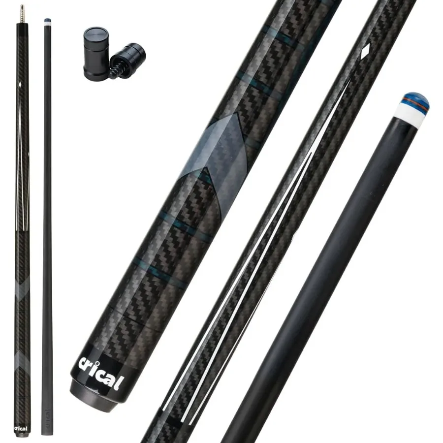 

CRICAL Carbon Fiber Pool Cue Stick 58 Billiard Cue Sticks Professional Low Deflection Pool Sticks with 3/8 8 Pin Joint and 12.5