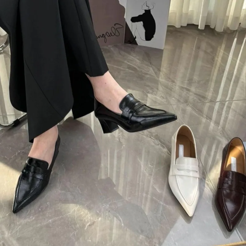 Damen-Pumps, modische spitze Zehen, Slip-on, elegante Damenschuhe, einfarbige Schuhe, mittelhohe Absätze, Abendschuhe, Sandalen mit Absatz, Zapatos De Mujer