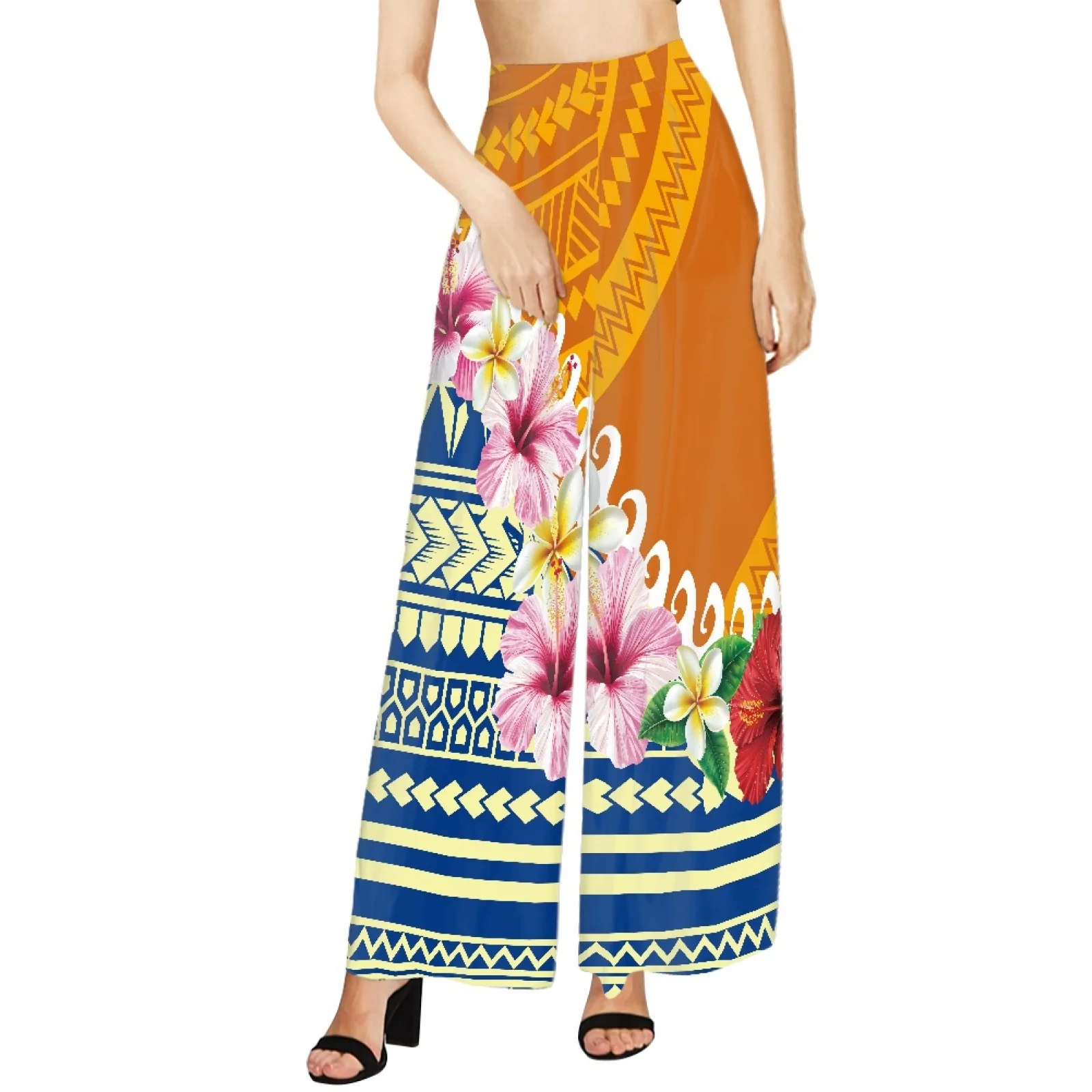 

Polynesian Tribal Hawaiian Totem Tattoo Hawaii Prints Spring Summer Loose Casual Floor-length Wide Leg Pants For Women XS-6XL