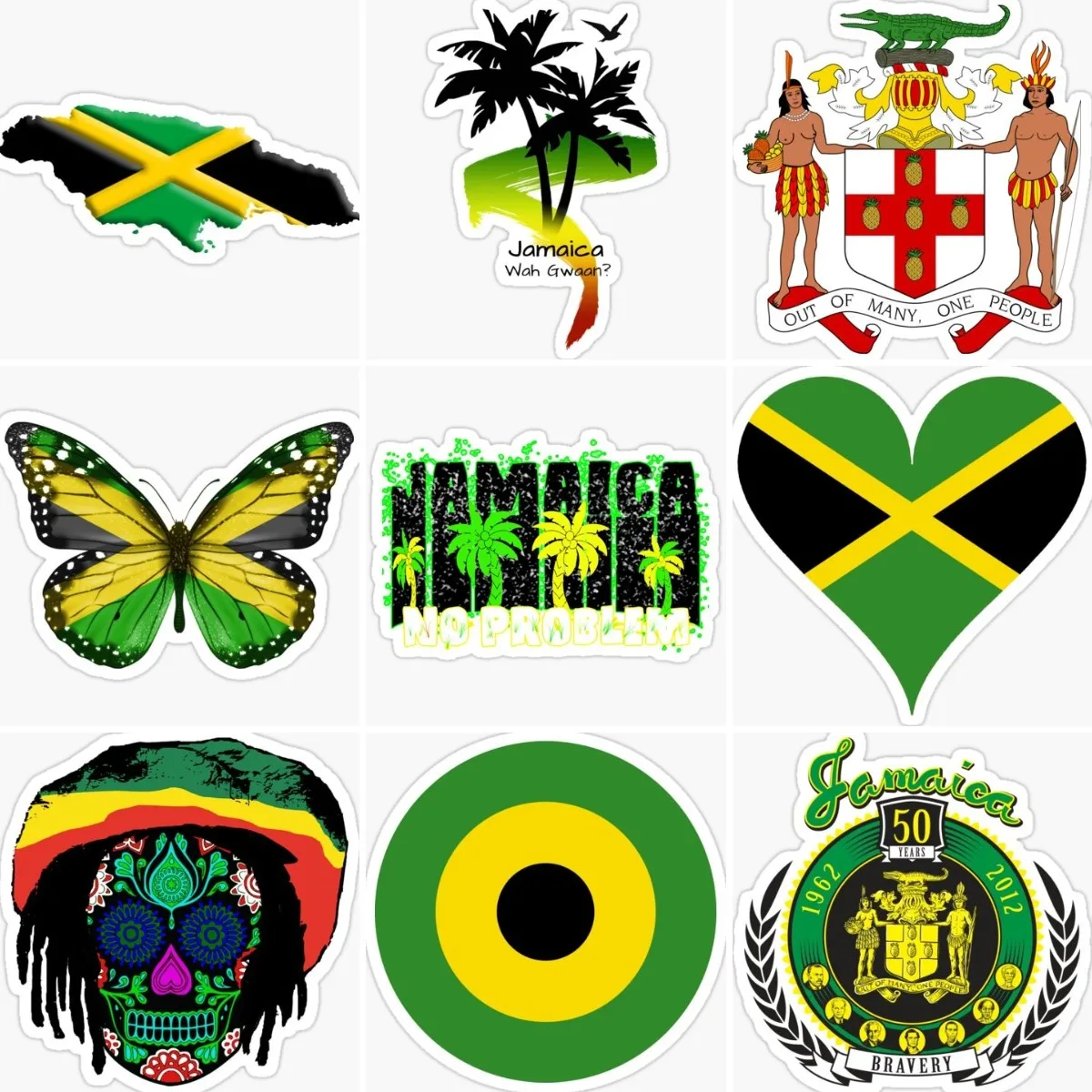 Jamaica Flag Map Emblem Creative Stickers Car Motorcycle Camper Truck Helmet Bicycle Wall Door Table Off-road Decal Assecories