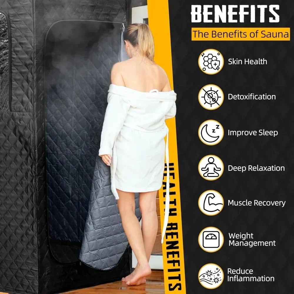 Large Portable Sauna Box, 3L Steamer Portable Steam Saunas for Home, Personal Saunas with Big Sauna Chair, Remote Control