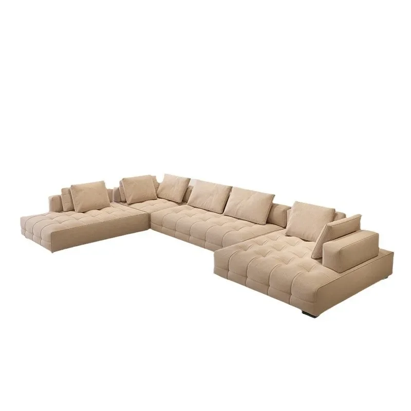 Living room combination leather sofa, modern minimalist light luxury high-value living room solid wood sofa