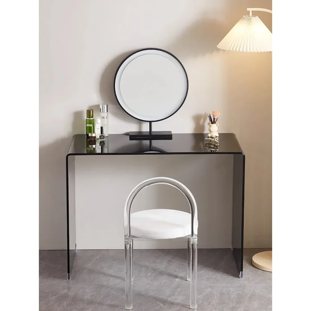Pure glass transparent Italian minimalist small girls home computer manicure makeup table