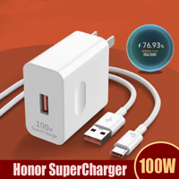 Honor 100W Fast Charger EU/US SuperCharge Power Adapter 1M 6A Usb Type C Cable For Honor 200 100 90GT 70 Pro+ Magic 6 5 Pro Lite