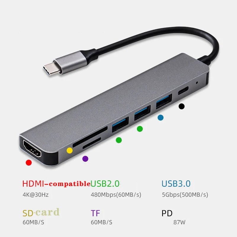 Multi-USB Type-C HUB thunderbolt dock station HD for laptops Dell Lenovo HP Hua Xiaomi MacBook Macmini Mac accessories satechi