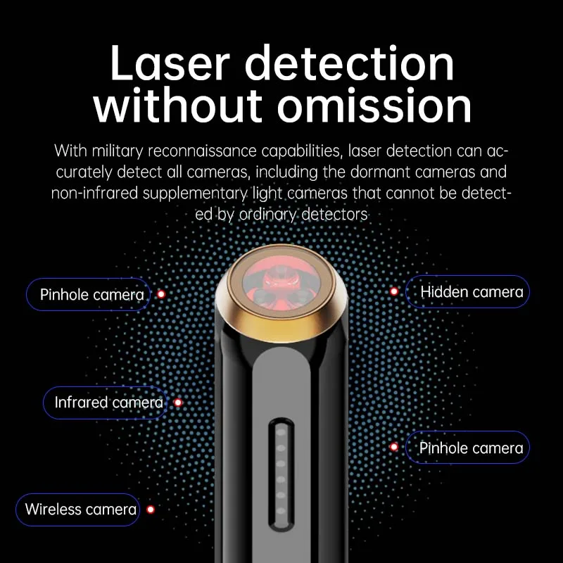 Wireless Anti-Spy Hidden Pinhole Camera Detector T13 Infrared Laser Scanner Anti-Location GPS Detector Finder for Security