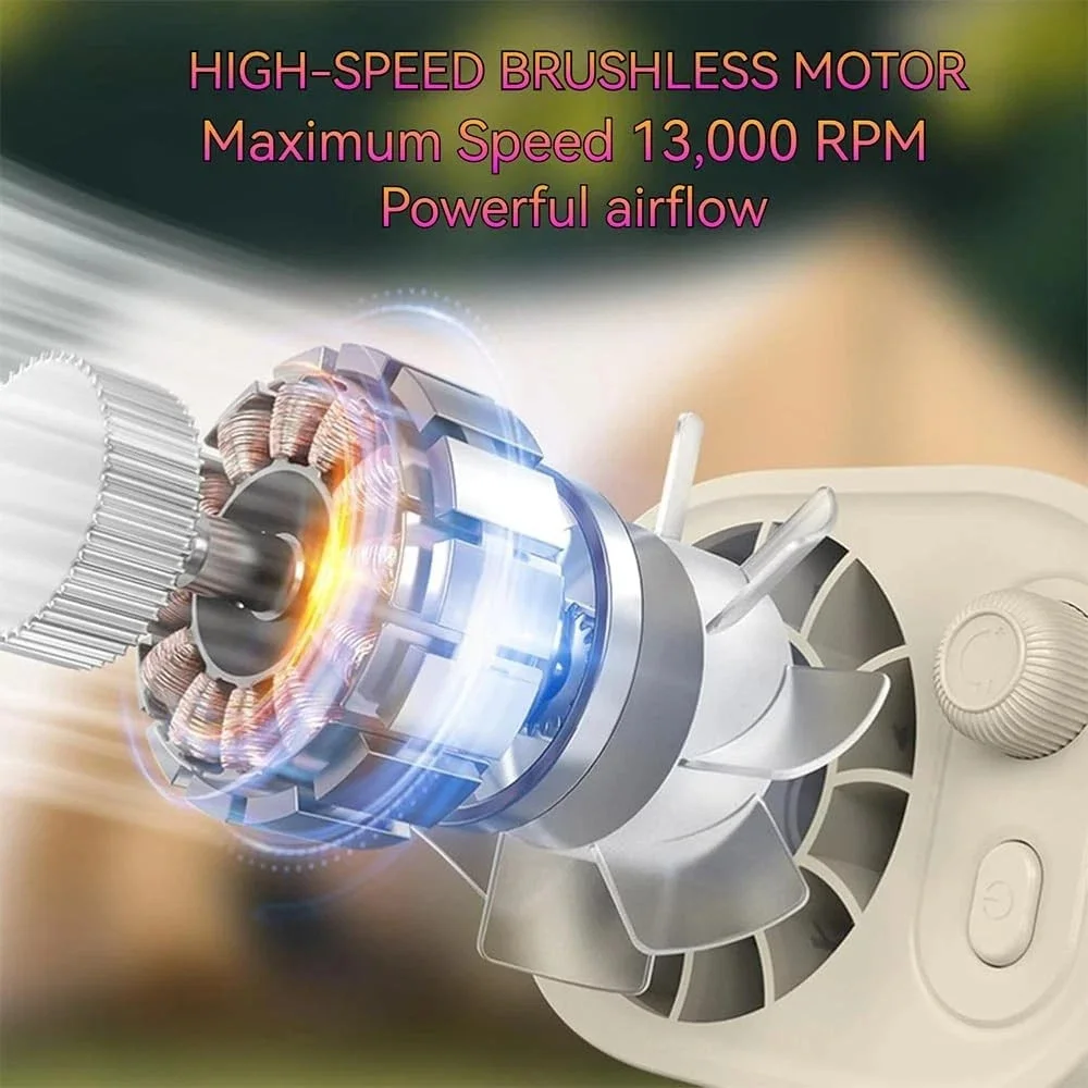 Hipacool Portable Car Clip Fan 360° Rotatable 100 Speed Wind 12V USB Rechargeable Electric Fan Low Noise Mini Fan Clamp Anywhere