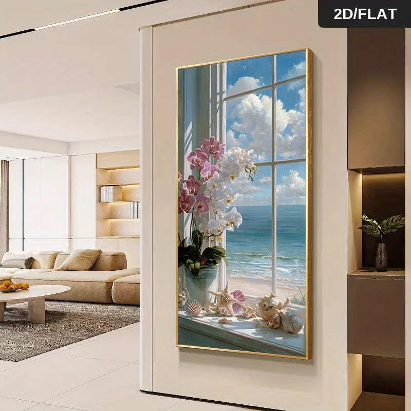 

2D/Flat Large Modern Abstract Coastal Wall Art Prints - Unframed Minimalist Ocean View Canvas Wall Art for Living Room Decortion