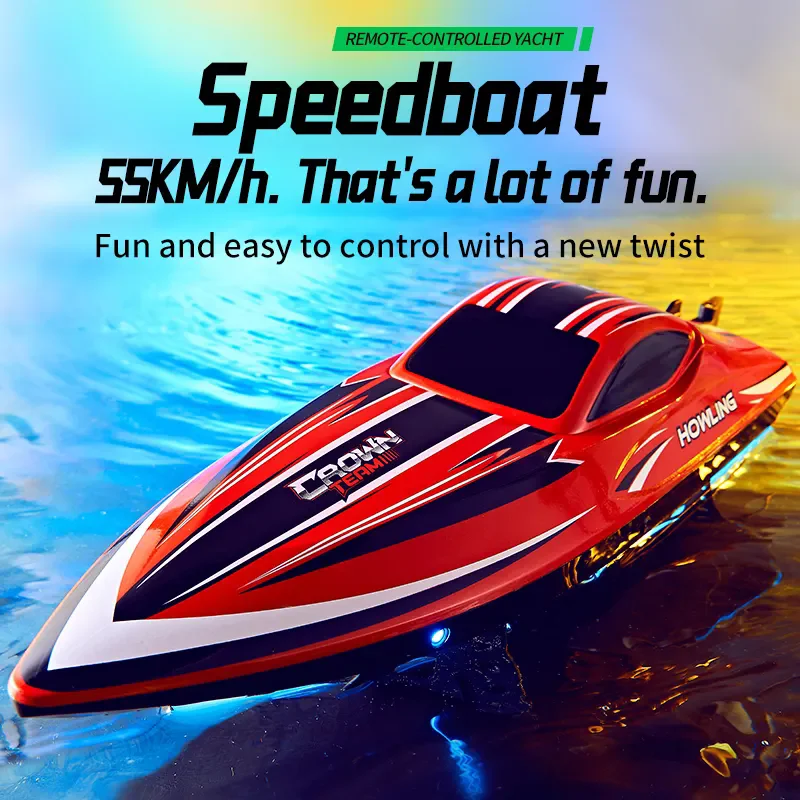 RC Boat Waterproof 55Km/H Brushless Remote Control Speedboat With Self-Righting,  Low Battery Alarm For Pools And Lake Toys Gift